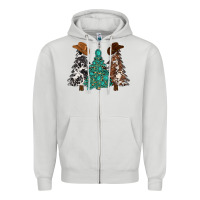 Dove Grey cowhide with gemstones trees Zipper Hoodie - MaliasSmallBusiness