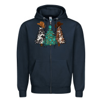 Navy cowhide with gemstones trees Zipper Hoodie - MaliasSmallBusiness