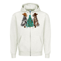 Oatmeal Heather cowhide with gemstones trees Zipper Hoodie - MaliasSmallBusiness
