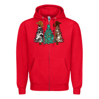 Red cowhide with gemstones trees Zipper Hoodie - MaliasSmallBusiness