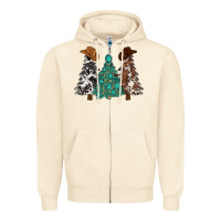 Sandshell cowhide with gemstones trees Zipper Hoodie - MaliasSmallBusiness