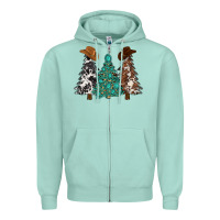 Seafoam cowhide with gemstones trees Zipper Hoodie - MaliasSmallBusiness