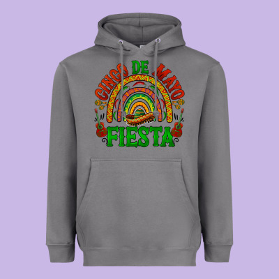 Cinco De Mayo Fiesta Rainbow Heavyweight Hoodie Designed By Barkaloodesign