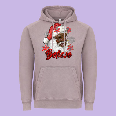 African American Santa Believe Vintage Hoodie Designed By Ranaportraitstore