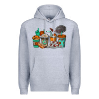 Heather Grey Basketball coffee cups Premium Hoodie - NancyCooperArtShop