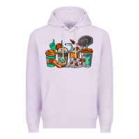Lilac Basketball coffee cups Premium Hoodie - NancyCooperArtShop