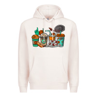 Pale Pink Basketball coffee cups Premium Hoodie - NancyCooperArtShop