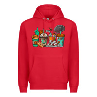 Red Basketball coffee cups Premium Hoodie - NancyCooperArtShop