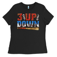 Black 3 up 3 down baseball Ladies Tee - texasbilliewilder