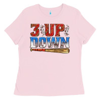 Bubblegum Pink 3 up 3 down baseball Ladies Tee - texasbilliewilder