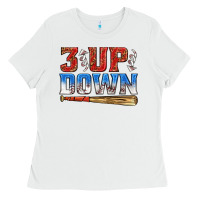 White 3 up 3 down baseball Ladies Tee - texasbilliewilder