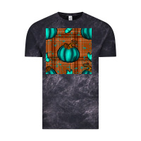 Cloud Black turquoise pumpkin plaid seamless pattern Vintage Tee - BundleAndBundleShop