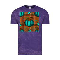 Cloud Purple turquoise pumpkin plaid seamless pattern Vintage Tee - BundleAndBundleShop