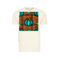 Vintage Arctic turquoise pumpkin plaid seamless pattern Vintage Tee - BundleAndBundleShop
