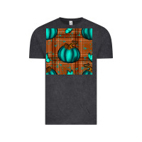 Vintage Black turquoise pumpkin plaid seamless pattern Vintage Tee - BundleAndBundleShop