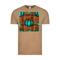 Vintage Coffee turquoise pumpkin plaid seamless pattern Vintage Tee - BundleAndBundleShop