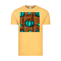 Vintage Mustard turquoise pumpkin plaid seamless pattern Vintage Tee - BundleAndBundleShop