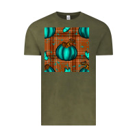 Vintage Olive turquoise pumpkin plaid seamless pattern Vintage Tee - BundleAndBundleShop