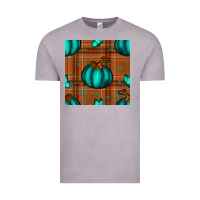 Vintage Zinc turquoise pumpkin plaid seamless pattern Vintage Tee - BundleAndBundleShop