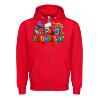 Red school counselor Zipper Hoodie - NancyCooperArtShop