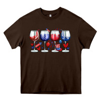 Chocolate Brown American wine glasses Heavy Core Tee - Zillion Design Studio