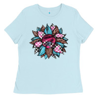 Baby Blue race leopard sunflower Ladies Tee - JahusDesignShop