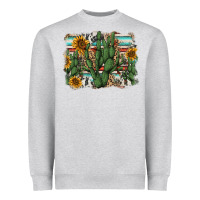 Heather Grey serape sunflowers cactus Heavyweight Sweatshirt - AdoDesignShop