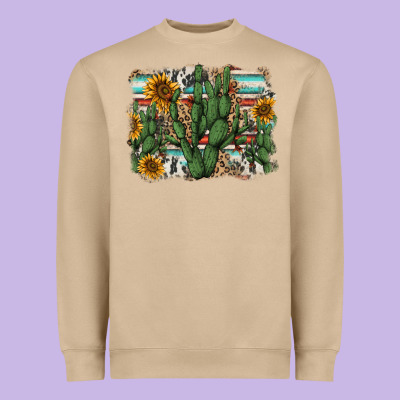 Serape Sunflowers Cactus Heavyweight Sweatshirt Designed By Adodesignshop