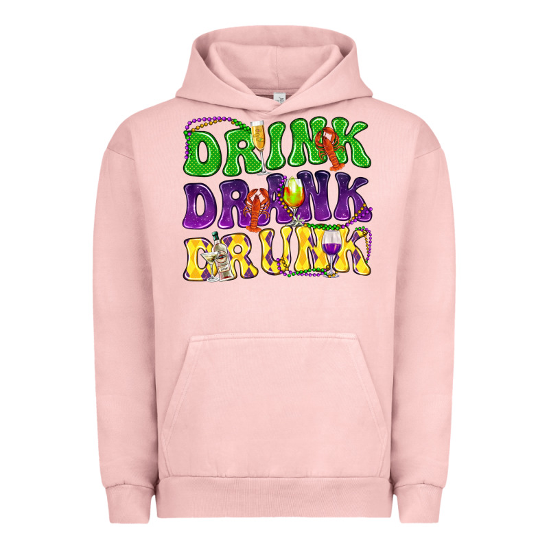 Drink Drank Drunk Mardi Gras Urban Hoodie by HowdyJamesFarm | Teevron
