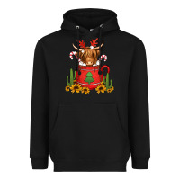 Black hot coco christmas highland cow Heavyweight Hoodie - Jasminsmagicworld