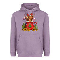 Lavender hot coco christmas highland cow Heavyweight Hoodie - Jasminsmagicworld