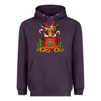 Plum hot coco christmas highland cow Heavyweight Hoodie - Jasminsmagicworld