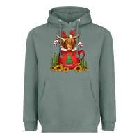 Sage hot coco christmas highland cow Heavyweight Hoodie - Jasminsmagicworld