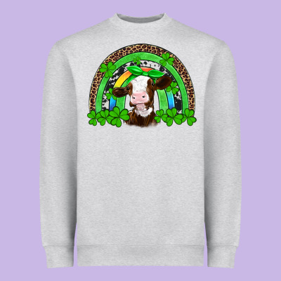 St Patricks Cow Rainbow Heavyweight Sweatshirt Designed By Artiststas