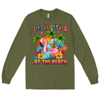 Army Green life is better at the beach Long Sleeve Tee - MaliasSmallBusiness