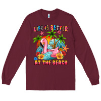 Burgundy life is better at the beach Long Sleeve Tee - MaliasSmallBusiness