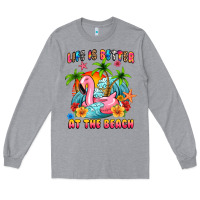 Heather Grey life is better at the beach Long Sleeve Tee - MaliasSmallBusiness