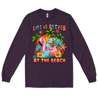 Plum life is better at the beach Long Sleeve Tee - MaliasSmallBusiness