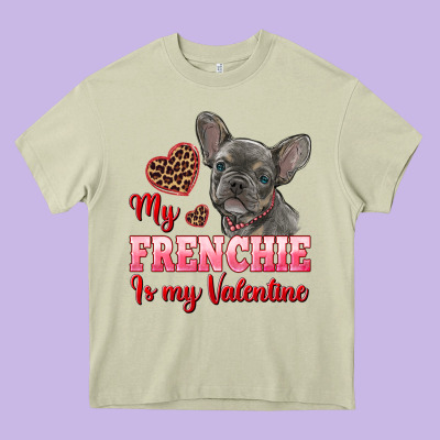 My Frenchie Is My Valentine Heavy Core Tee Designed By Ranaportraitstore