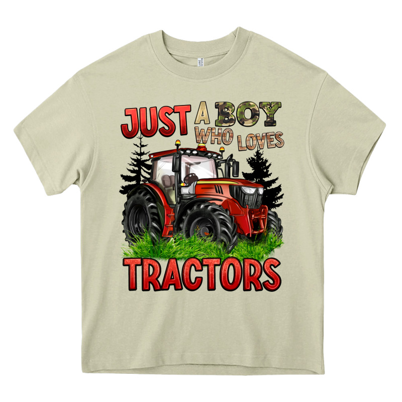 Just A Boy Who Loves Tractors Red Tractor Heavy Core Tee by BarkalooDesign | Teevron