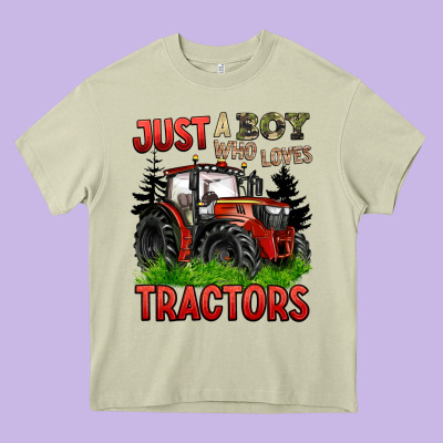 Just A Boy Who Loves Tractors Red Tractor Heavy Core Tee Designed By Barkaloodesign