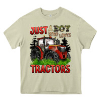 Mossy just a boy who loves tractors red tractor Heavy Core Tee - BarkalooDesign