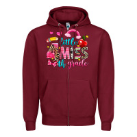 Burgundy little miss fourth grade Zipper Hoodie - NancyCooperArtShop