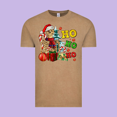 Christmas Ho Ho Ho Skeleton Vintage Tee Designed By Adodesignshop