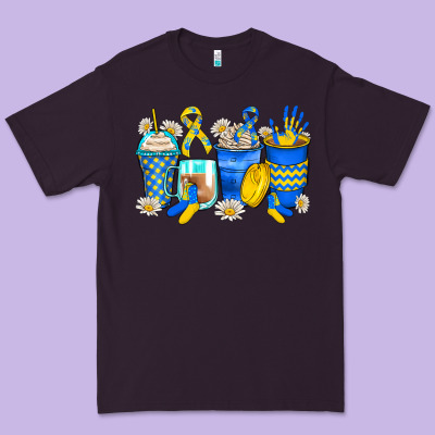 Down Syndrome Coffee Cups Premium Tee Designed By Zillion Design Studio
