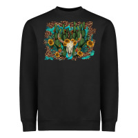 Black leopard bull skull cactus sunflowers Heavyweight Sweatshirt - AdoDesignShop