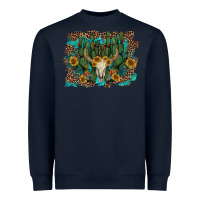 Navy leopard bull skull cactus sunflowers Heavyweight Sweatshirt - AdoDesignShop