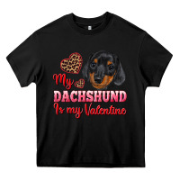 Black my dachshund is my valentine Heavy Core Tee - RanaPortraitStore