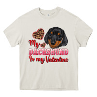 Cream my dachshund is my valentine Heavy Core Tee - RanaPortraitStore