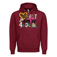Burgundy my first day of 4th grade Zipper Hoodie - NancyCooperArtShop